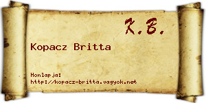Kopacz Britta névjegykártya